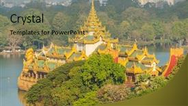  Presentation with golden palace - Theme with an ancient royal barge background and a coral colored foreground