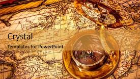  Presentation with vintage compass - Presentation with an ancient world map background and a gold colored foreground