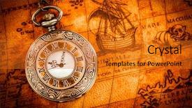  Presentation with vintage antique pocket watch vintage - Beautiful presentation design featuring an ancient world map backdrop and a gold colored foreground