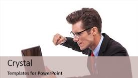  Presentation with angry - Beautiful presentation design featuring an angry business man backdrop and a  colored foreground