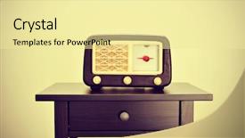  Presentation with retro radio - Presentation theme consisting of female gardener trimming plants with background and a light gray colored foreground