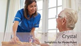  Presentation with nurse care - Beautiful presentation theme featuring an armchair at home backdrop and a mint green colored foreground