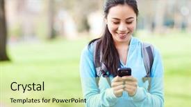  Presentation with shot - Slide deck featuring an asian student text background and a soft green colored foreground