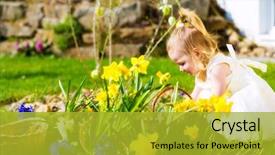  Presentation with egg - Cool new PPT theme with an easter egg hunt backdrop and a gold colored foreground