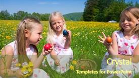  Presentation with meadow - Theme featuring an easter egg hunt background and a tawny brown colored foreground