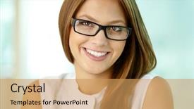  Presentation with lady - Presentation theme with an elegant business lady background and a yellow colored foreground