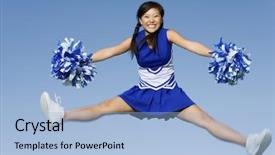  Presentation with healthy workplace full length side view - PPT layouts enhanced with an excited young cheerleader background and a light blue colored foreground