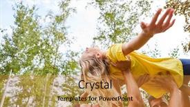  Presentation with levitate - PPT theme consisting of an exercise for teambuilding background and a gold colored foreground