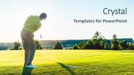  Presentation with golf - Cool new slides with an experienced male golf backdrop and a sky blue colored foreground