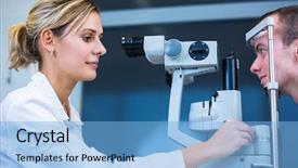  Presentation with eye doctor - Audience pleasing slide set consisting of an eye doctor color backdrop and a light blue colored foreground