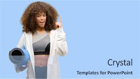  Presentation with african american woman question - PPT theme having an idea or question background and a light blue colored foreground