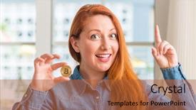  Presentation with cryptocurrency - Audience pleasing theme consisting of an idea or question backdrop and a red colored foreground