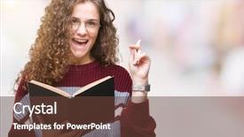  Presentation with book glasses - Audience pleasing theme consisting of an idea or question backdrop and a tawny brown colored foreground