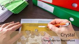  Presentation with income tax - Beautiful slide deck featuring an income suffered loss backdrop and a coral colored foreground