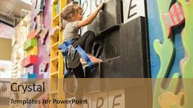 Presentation with child safety - Amazing slides having lifestyle active children in sports backdrop and a coral colored foreground