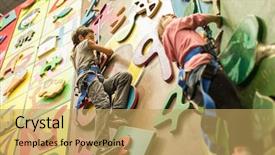  Presentation with children climbing - Theme having lifestyle active children in sports background and a yellow colored foreground