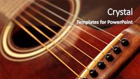  Presentation with acoustic - Audience pleasing PPT theme consisting of an old acoustic guitar backdrop and a tawny brown colored foreground