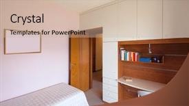  Presentation with apartment - Presentation theme having an old apartment bed background and a soft green colored foreground