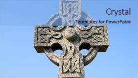  Presentation with celtic cross - PPT theme having an old celtic cross background and a light blue colored foreground