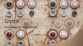  Presentation with control panel - PPT theme enhanced with an old switching panel background and a coral colored foreground