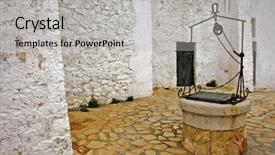  Presentation with water well - Cool new slide set with an old water well backdrop and a light gray colored foreground