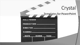  Presentation with movie studio - Amazing slide deck having an open movie clap backdrop and a white colored foreground