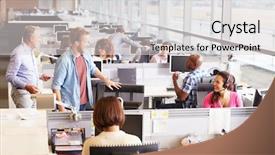  Presentation with open meetings sunshine - Audience pleasing presentation design consisting of an open plan office backdrop and a light gray colored foreground