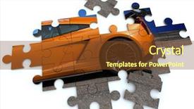  Presentation with sports car - Beautiful slide set featuring an orange sports car backdrop and a tawny brown colored foreground