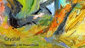  Presentation with painting - Beautiful presentation theme featuring an original oil painting backdrop and a gold colored foreground