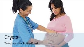  Presentation with gynecologist - Cool new slides with an pretty girl pregnant backdrop and a light blue colored foreground