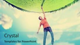  Presentation with woman world - Presentation theme enhanced with an upside down planet background and a teal colored foreground