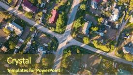  Presentation with intersection - Slide set featuring an urban-type settlement background and a tawny brown colored foreground