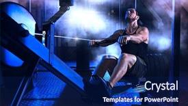  Presentation with rowing - Slides with anaerobic - bearded fit man using rowing background and a navy blue colored foreground