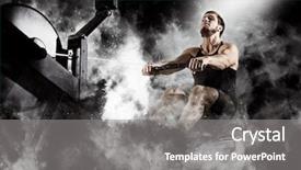  Presentation with training - Theme with anaerobic - bearded fit man using rowing background and a gray colored foreground