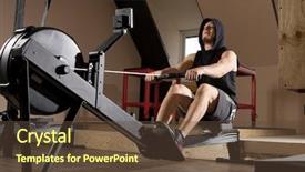  Presentation with rowing - Colorful PPT layouts enhanced with anaerobic - bearded fit man using rowing backdrop and a tawny brown colored foreground