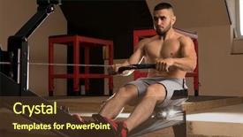  Presentation with rowing - Colorful slide set enhanced with anaerobic - bearded fit man using rowing backdrop and a tawny brown colored foreground