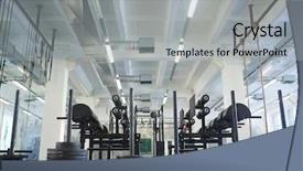  Presentation with gym - Amazing presentation having anaerobic - empty gym with sport equipment backdrop and a light gray colored foreground