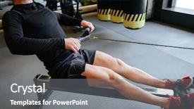  Presentation with rowing - PPT layouts enhanced with anaerobic - side view of muscular man background and a gray colored foreground