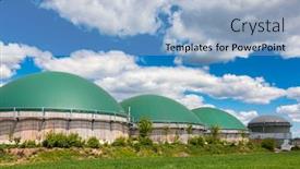  Presentation with agricultural - Presentation design enhanced with anaerobic digesters or biogas plant producing biogas from agricultural waste in rural germany modern biofuel industry concept background and a light blue colored foreground