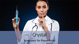  Presentation with black nurse - Audience pleasing PPT theme consisting of anaesthesia - calm serious lady nurse holding backdrop and a teal colored foreground