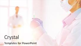  Presentation with anaesthesia - PPT theme having anaesthesia - close up of female doctor background and a cream colored foreground