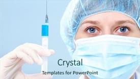  Presentation with anaesthesia - Presentation theme consisting of anaesthesia - close-up of a woman doctor's background and a cool aqua colored foreground