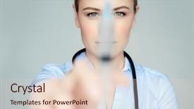  Presentation with medical procedure - Colorful slides enhanced with anaesthesia - confident young woman doctor backdrop and a lemonade colored foreground