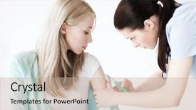  Presentation with medical vaccine - PPT layouts with anaesthesia - healthcare and medical concept background and a soft green colored foreground