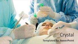  Presentation with anaesthesia - PPT layouts with anaesthesia - photo of young female patient background and a soft green colored foreground