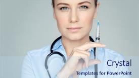  Presentation with plastic surgery - Audience pleasing PPT theme consisting of anaesthesia - portrait of a serious woman backdrop and a sky blue colored foreground