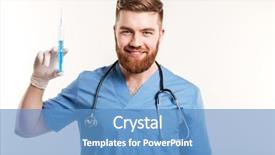  Presentation with medical smiling doctor - Audience pleasing presentation theme consisting of anaesthesia - portrait of a smiling happy backdrop and a teal colored foreground