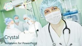  Presentation with operating room - Amazing PPT theme having anaesthetist at child operating room backdrop and a  colored foreground