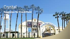  Presentation with venue - Beautiful slide set featuring anaheim-california-february-24-2017 backdrop and a teal colored foreground