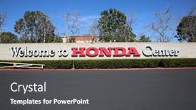  Presentation with honda - Presentation theme featuring anaheim-california-usa-march-6 background and a dark gray colored foreground